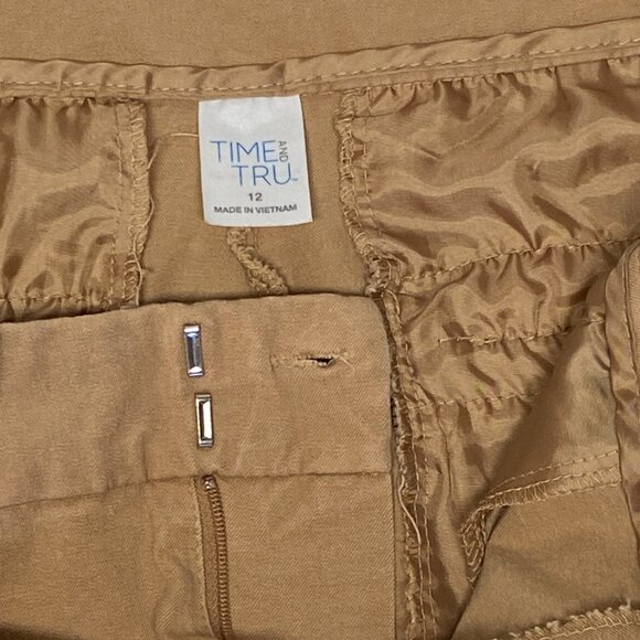Time and Tru High Rise Stretch Straight Leg Ankle Dress Pants Slacks 12 Tan - Picture 11 of 13